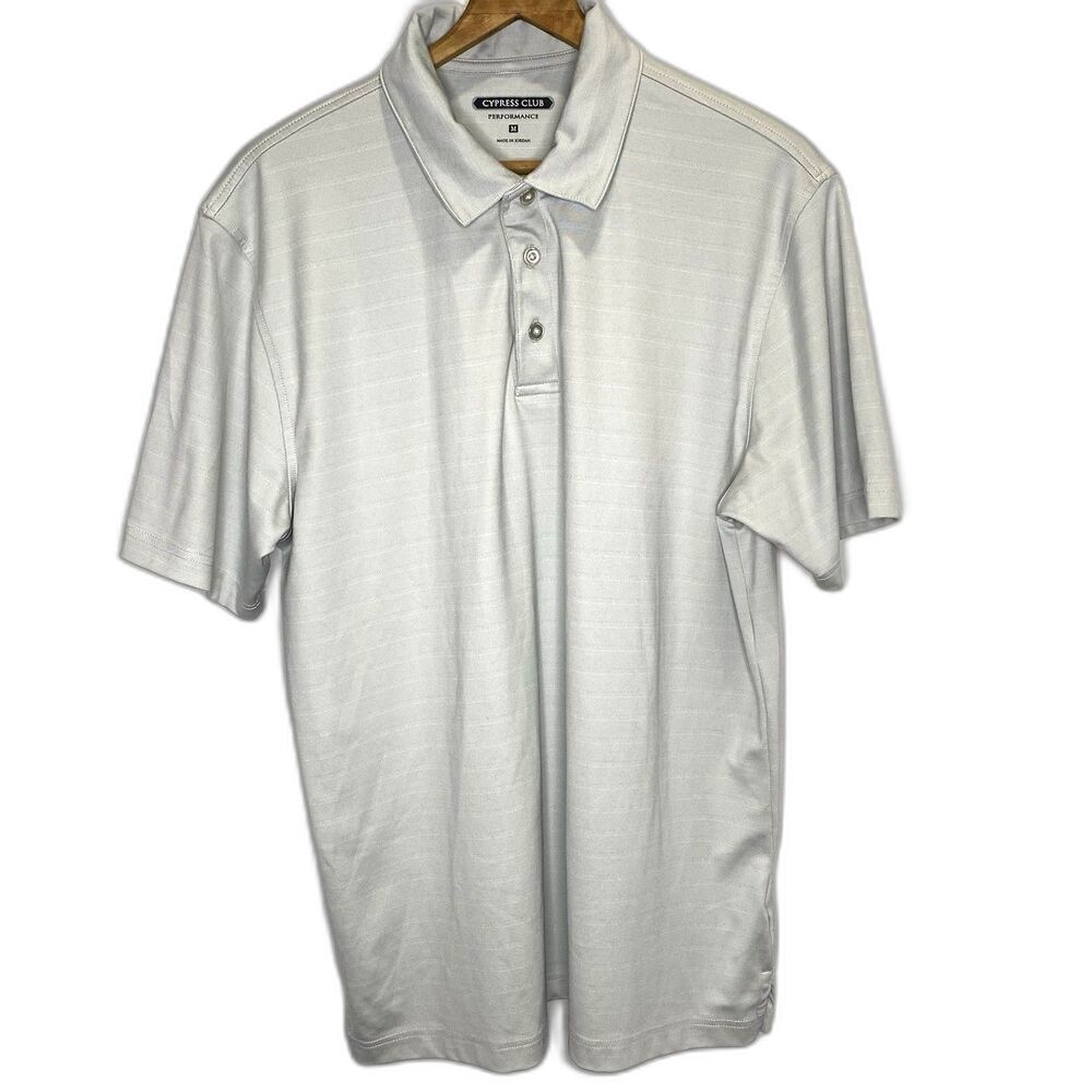 Cypress Club Performance Polo Golf Shirt Moisture Wicking Breathable Mens M Gray